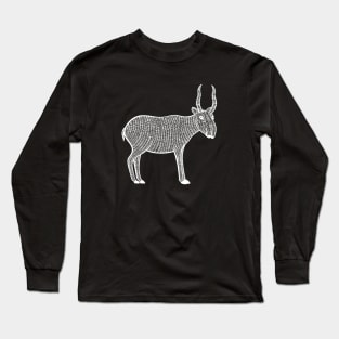 Saiga Antelope Ink Art - on dark colors Long Sleeve T-Shirt